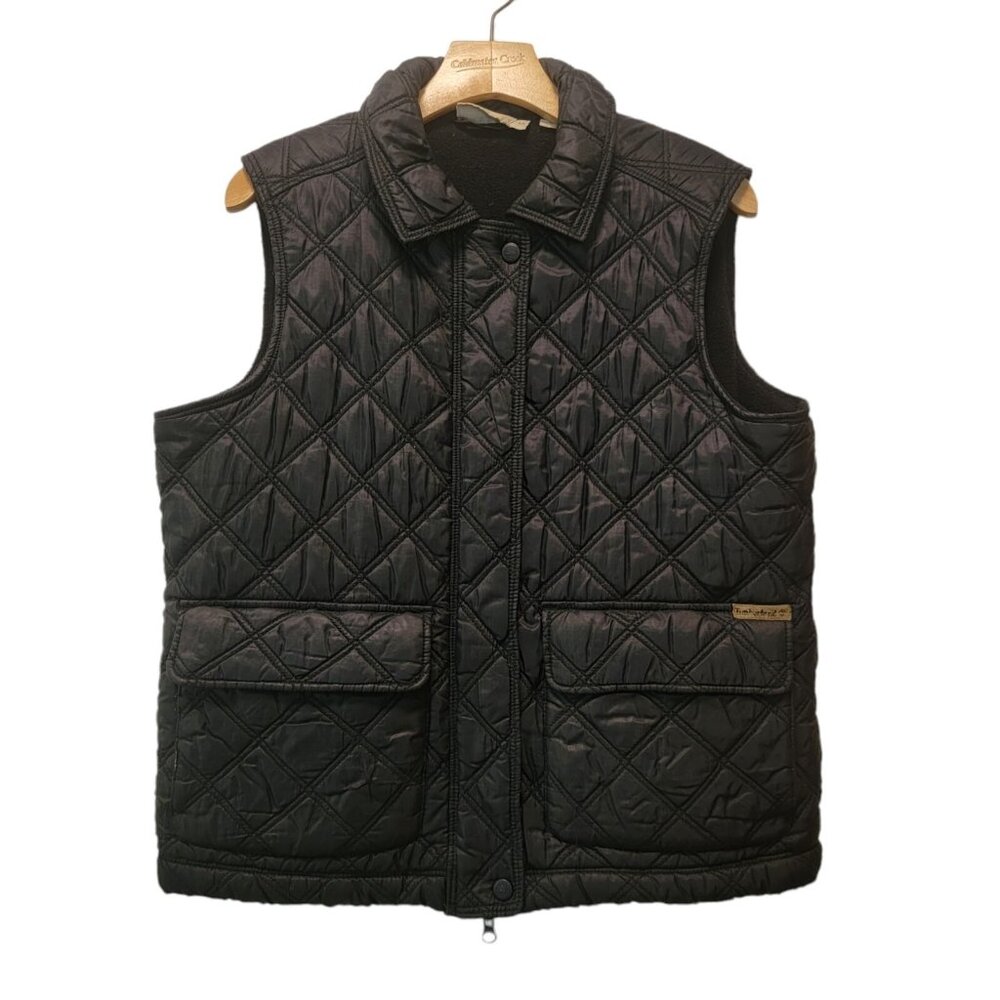 Timberland Puffer Vest‎ Black Nylon Full Zip Womens Size Small EUC